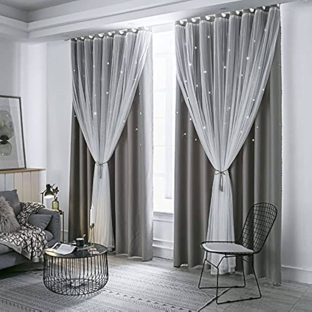 double-layer blackout and sheer curtains combo