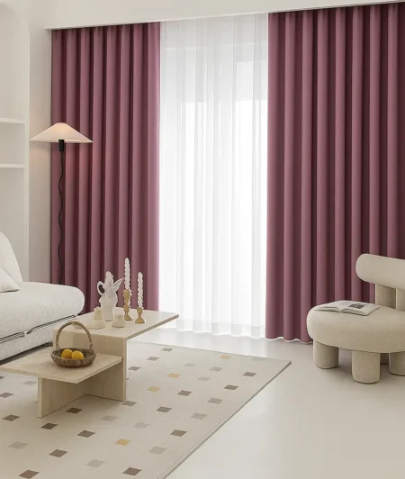 Risala-Solid-Burgundy-Polyester-Curtains-In-Living-Room