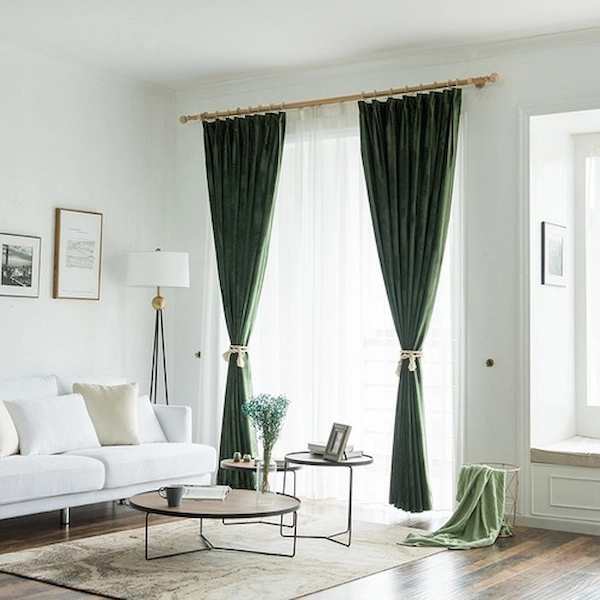 green velvet curtains