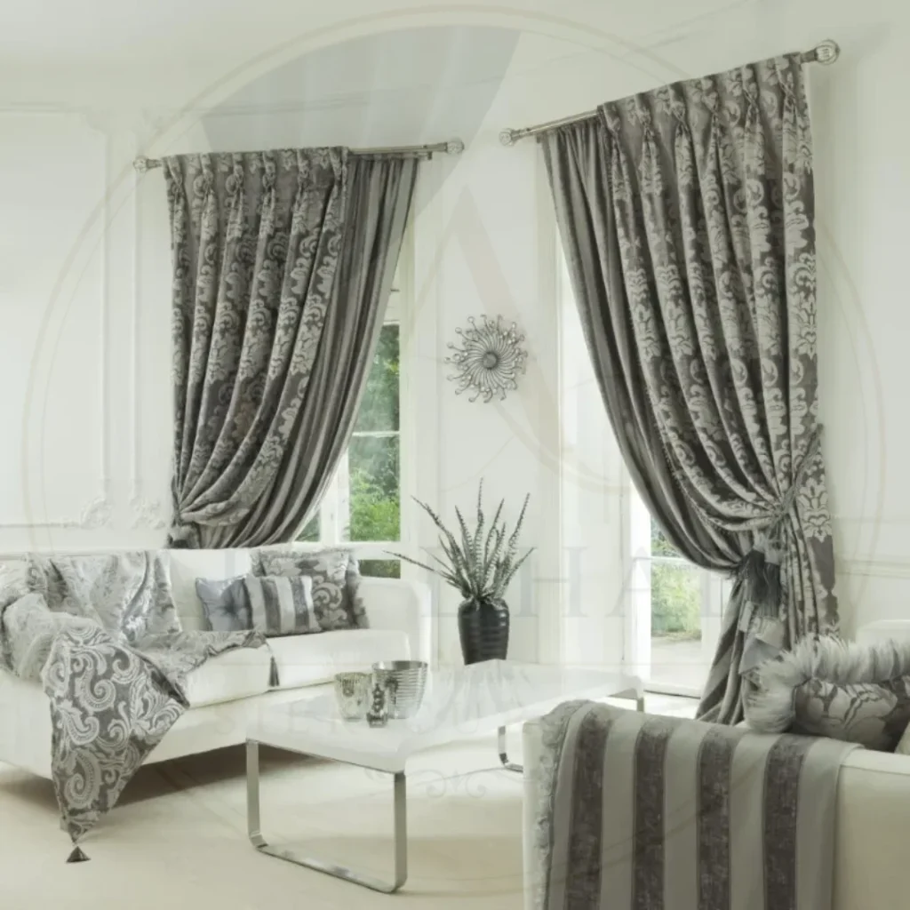 Floor-length wall curtains in a living room