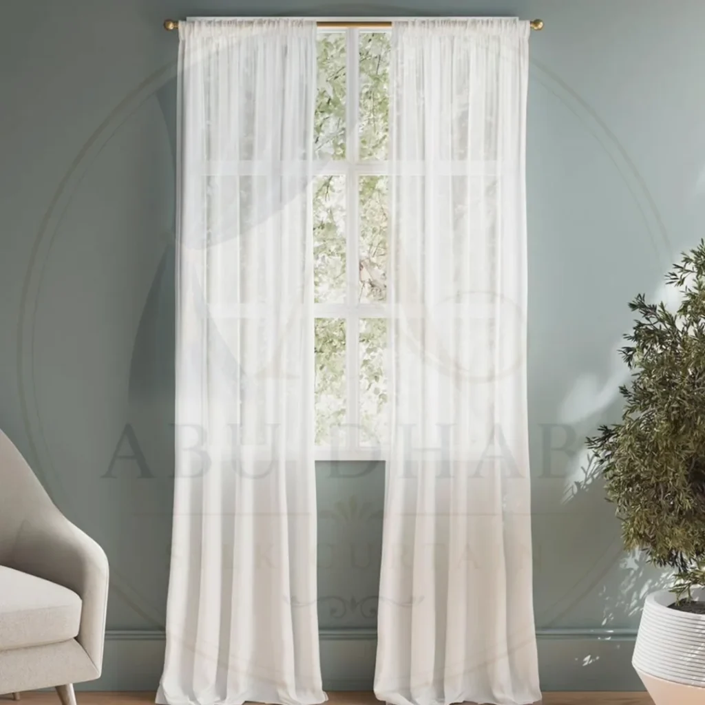 Custom-made curtains fitted in a modern Abu Dhabi living room