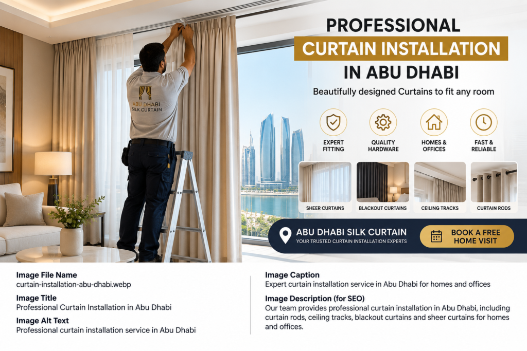 Professional curtain installation service in Abu Dhabi